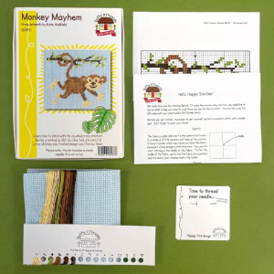 Bothy Threads counted cross stitch kit "Monkey Mayhem", SKIP3, 17x15cm, DIY