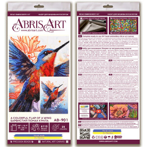 Abris Art Perlenstich Stickpackung "Ein farbenfroher Flügelschlag", bedruckt, 25x35cm