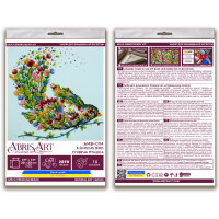 Kit di punti perline stampate Abris Art "Un uccello che canta", 20x20cm