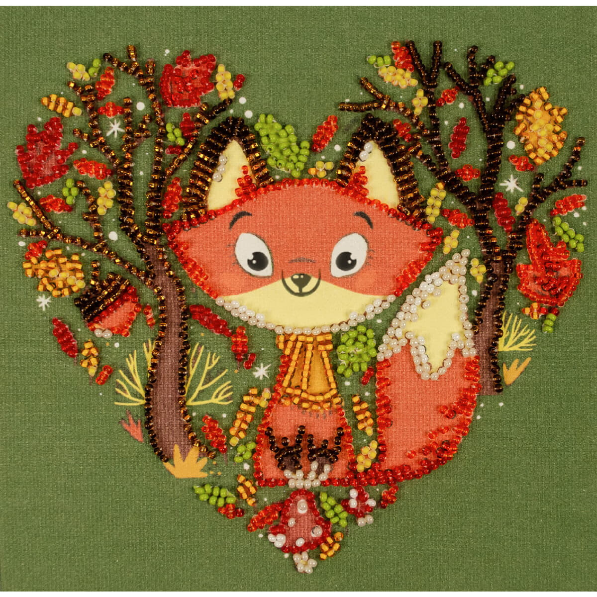 Abris Art stamped bead stitch kit "Red Fox",...
