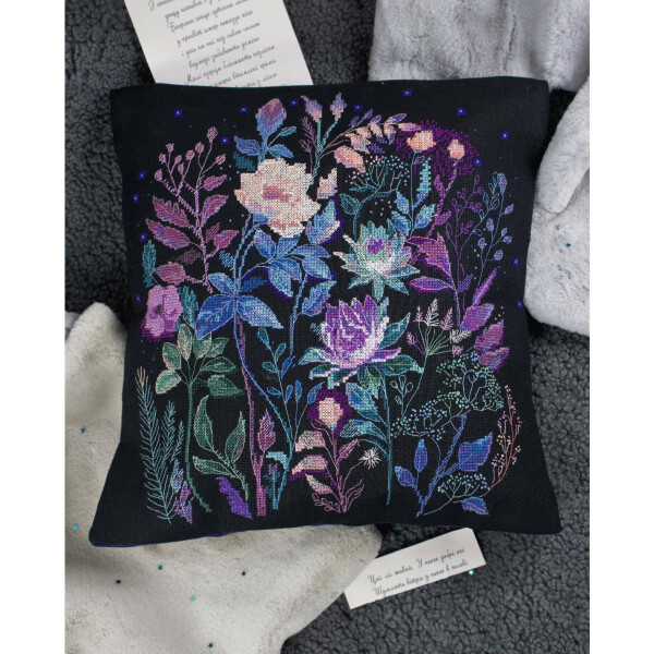 Abris Art counted cross stitch kit Cushion with Cushion back "Night Euphoria", 30x30cm