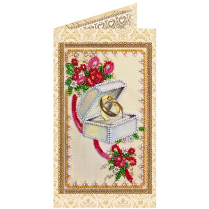 Abris Art Perlenstich Grußkarte Stickpackung "Glückliche Hochzeit", bedruckt, 8x14cm