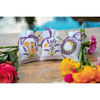 Vervaco herbal bags counted cross stitch kit "Lavender" Set of 3, 8x12cm, DIY