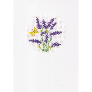 Vervaco Kreuzstich Stickpackung Grußkarten "Lavendel" 3er Set, Zählmuster, 10,5x15cm