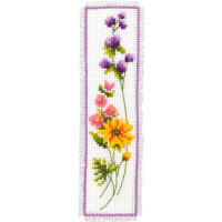 Vervaco bookmark counted cross stitch kit "Flowers" Set of 3, 6x20cm, DIY