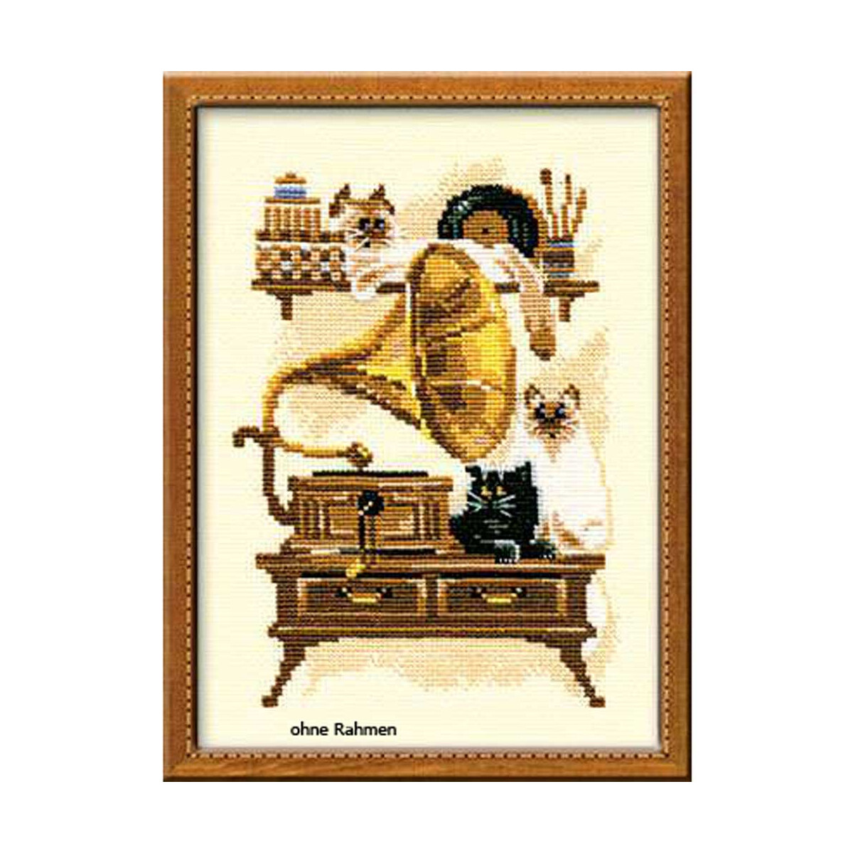 Riolis counted cross stitch Kit Cat with Gramaphone, DIY