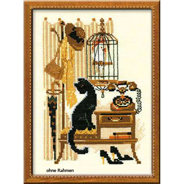Riolis counted cross stitch Kit Cat with Telephone, DIY