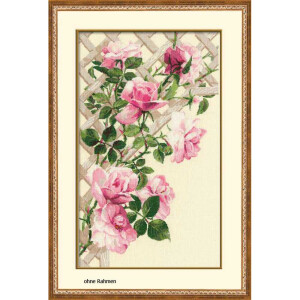 Riolis kruissteek set "Roze rozen op hek",...