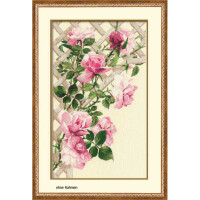 Riolis kruissteek set "Roze rozen op hek", telpatroon