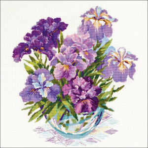 Riolis Stickpackung - Lila Blumen in Vase, Zählmuster