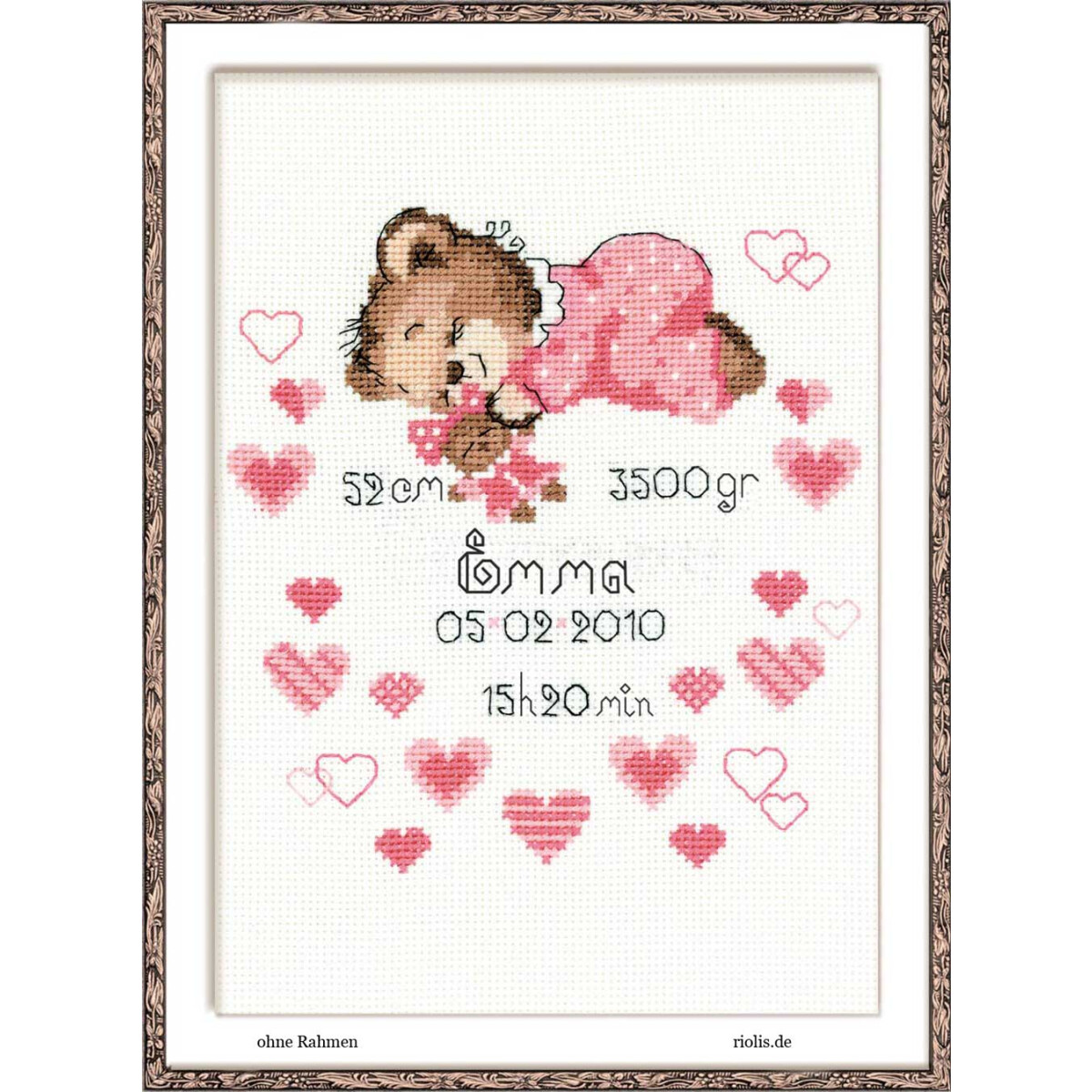 Riolis counted cross stitch Kit Girls Birth Announcement,...