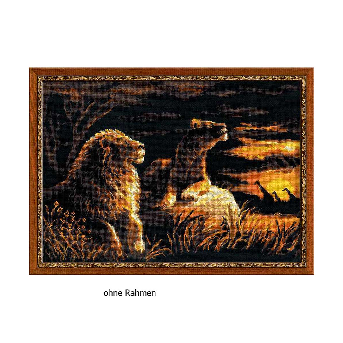 Riolis counted cross stitch Kit Lions in the Savannah, DIY
