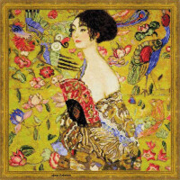Riolis counted cross stitch Kit Lady with a Fan after G. Klimt`s Painting, DIY