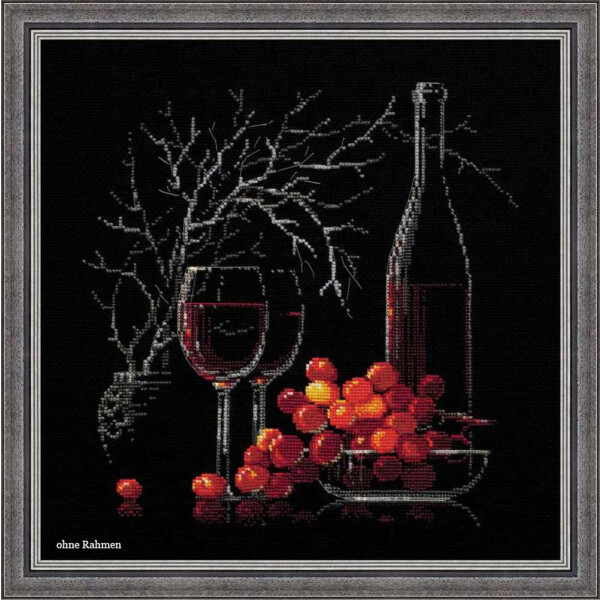 Riolis borduurpatroon set kruissteek "Stilleven met rode wijn", telpatroon