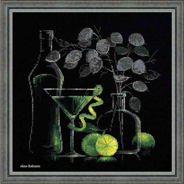 Riolis borduurset kruissteek "Stilleven met Martini", telpatroon