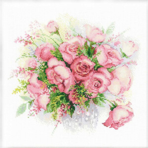 Riolis borduurset, motief rozen in waterverf, kruissteek,...