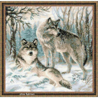 Riolis counted cross stitch Kit Pair of Wolves, DIY