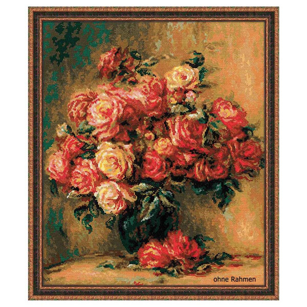 Riolis counted cross stitch Kit Bouquet of Roses after Pierre-August Renoirs painting, DIY
