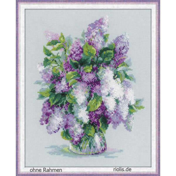 Riolis borduurmotief set "Gentle Lilac" kruissteek telpatroon, telpatroon