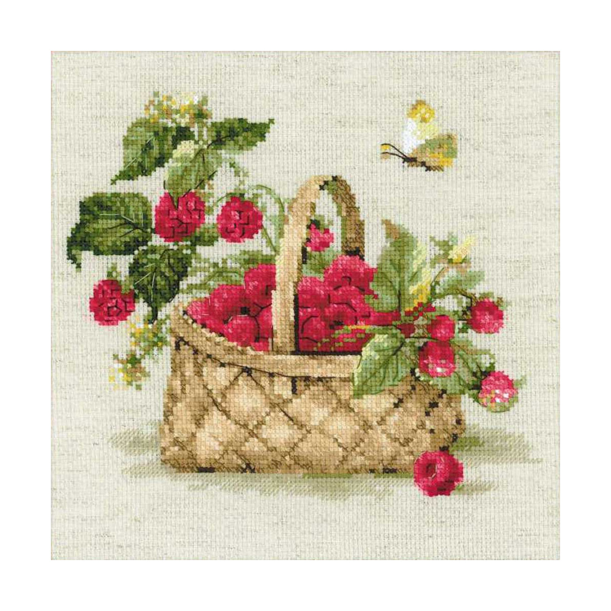 Riolis counted cross stitch Kit Basket with Raspberries, DIY