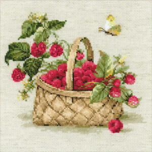Riolis counted cross stitch Kit Basket with Raspberries, DIY