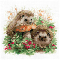 Riolis counted cross stitch Kit Hedgehogs in Lingonberries, DIY