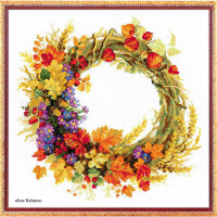 Riolis counted cross stitch Kit Wreath with Wheat, DIY
