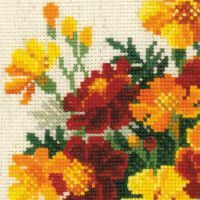 Riolis counted cross stitch Kit Marigolds, DIY