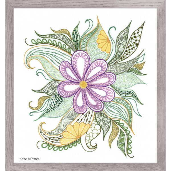 Riolis Stickbild-Set "Schöne Blumen", Stickbild vorgezeichnet