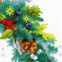 Riolis counted cross stitch Kit Wreath with Blue Spruce, DIY