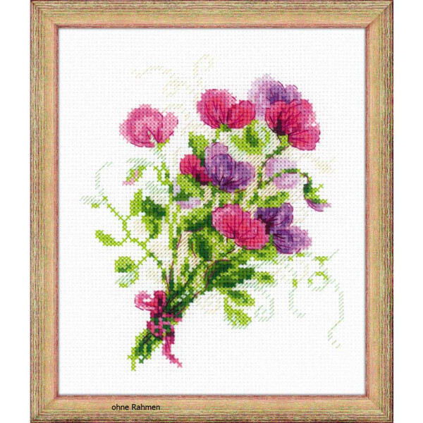 Riolis counted cross stitch Kit Bouquet with Sweet Peas, DIY