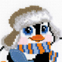 Riolis borduurmotief set "Penguin" kruissteek, telpatroon