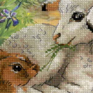 Riolis counted cross stitch Kit Lamb and Rabbit, DIY