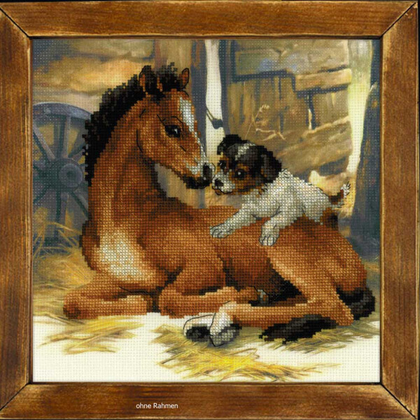 Riolis counted cross stitch Kit Foal and Puppy, DIY