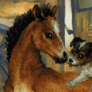 Riolis counted cross stitch Kit Foal and Puppy, DIY