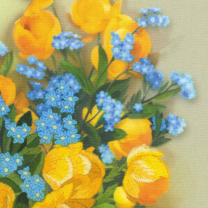 Riolis Satin-Stitch Kit Globe Flowers. Satin Stitch, stamped, DIY