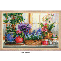 Riolis kruissteek set "vensterbank met bloemen", telpatroon