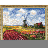 Riolis counted cross stitch Kit Tulip Fields after C. Monets Painting, DIY