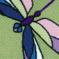 Riolis counted cross stitch Kit Cushion/Panel Stained Glass Window. Dragonflies, DIY