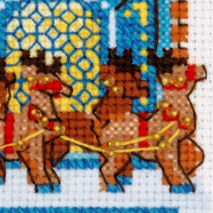 Riolis Cross Stitch Kit Christmas House 1661 Zweigart Reindeer Sleigh 