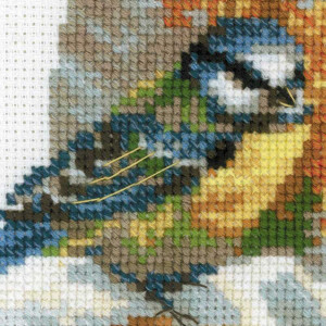 Riolis counted cross stitch Kit Plate with Great Tit, DIY