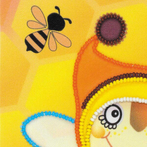 Riolis parelsteek set "Granny bee", borduurmotief getekend