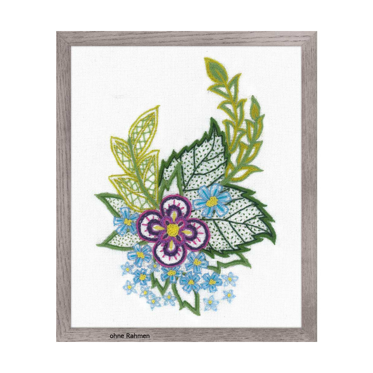 Riolis Stitch Kit Sketch with Cornflowers, stamped, DIY
