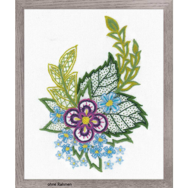 Riolis Stitch Kit Sketch with Cornflowers, stamped, DIY