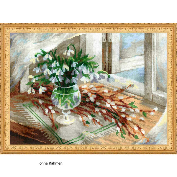 Riolis counted cross stitch Kit Willow and Snowdrops, DIY