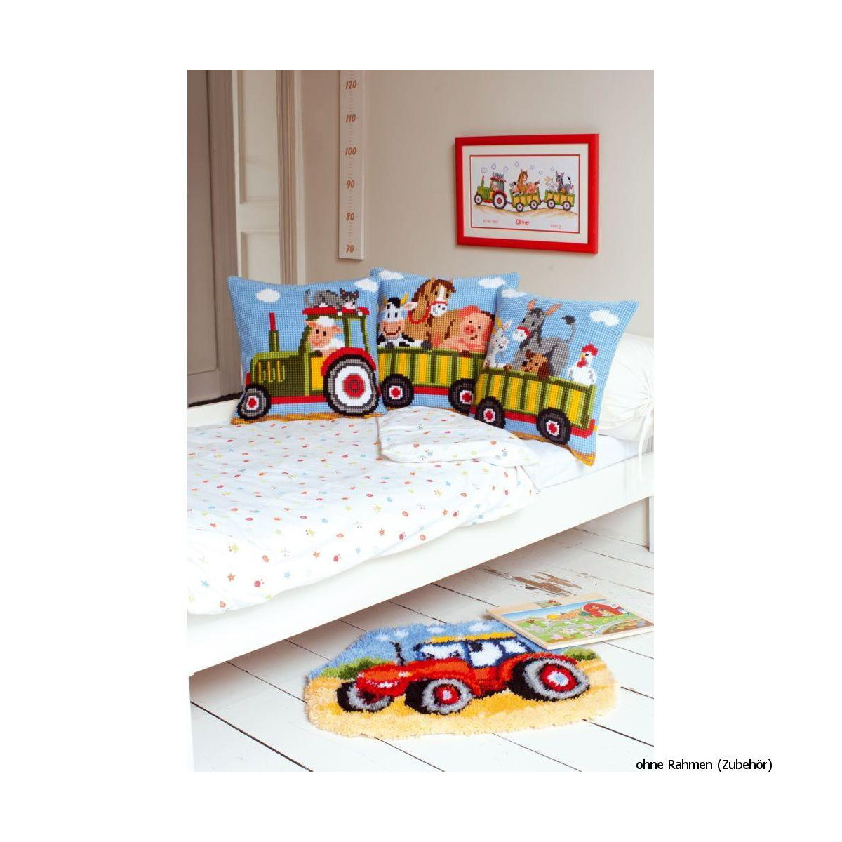 Vervaco stamped cross stitch kit cushion Tractor, DIY