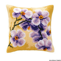 Подушка для вышивания крестом Vervaco "Пурпурная орхидея", дизайн вышивки предварительно нарисован