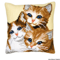Подушка для вышивания крестом Vervaco "3 котенка", дизайн вышивки предварительно нарисован