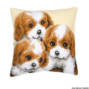 Vervaco stamped cross stitch kit cushion 3 Puppies, DIY
