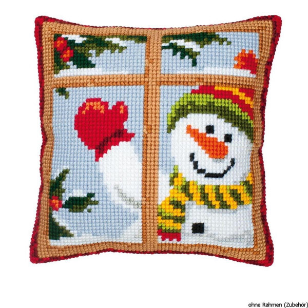 Vervaco Подушка для вышивания крестом "Привет снеговику", дизайн вышивки предварительно нарисован